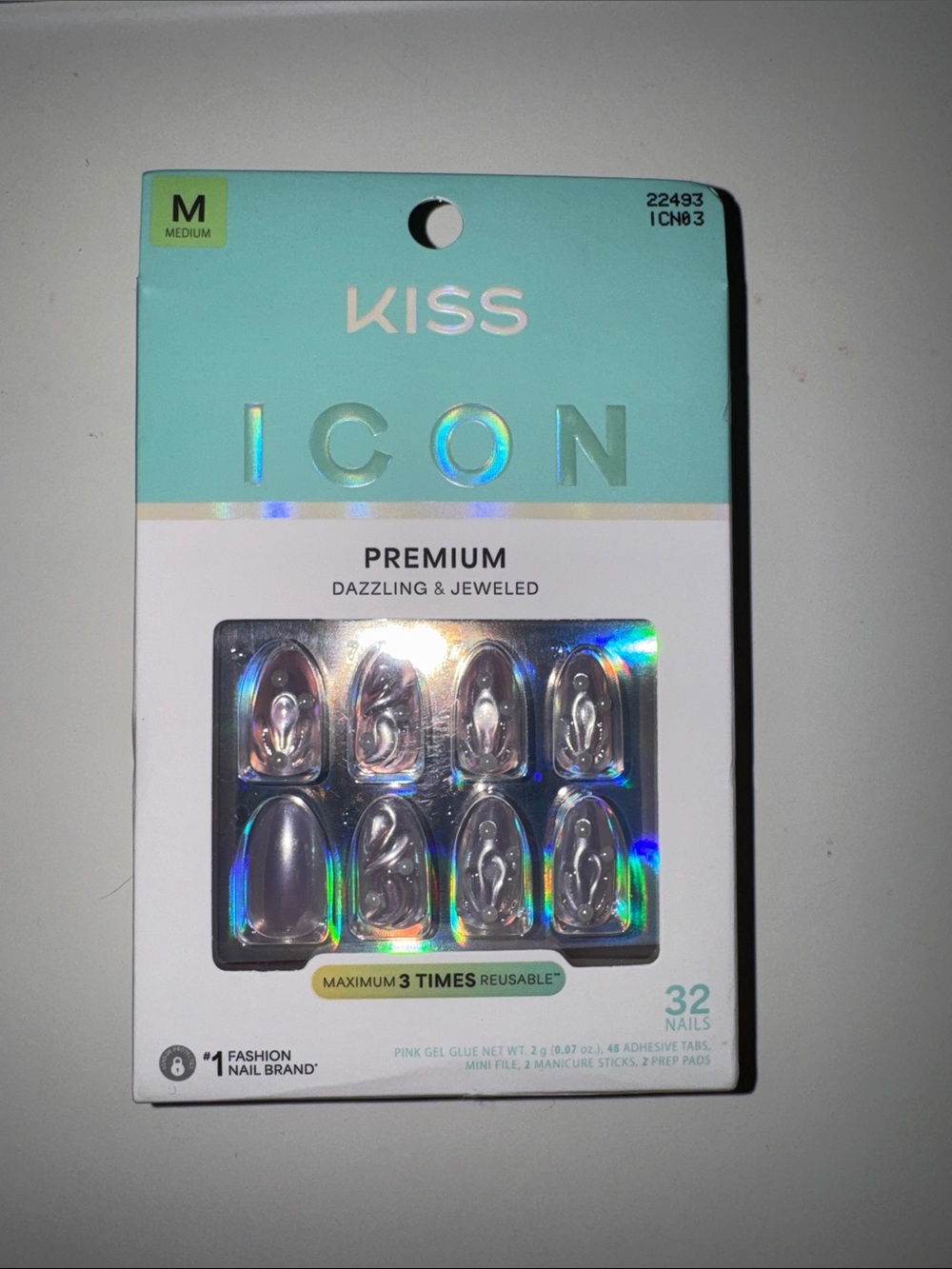 Kiss ICON Premium Iridescent Silver Press-On Nails